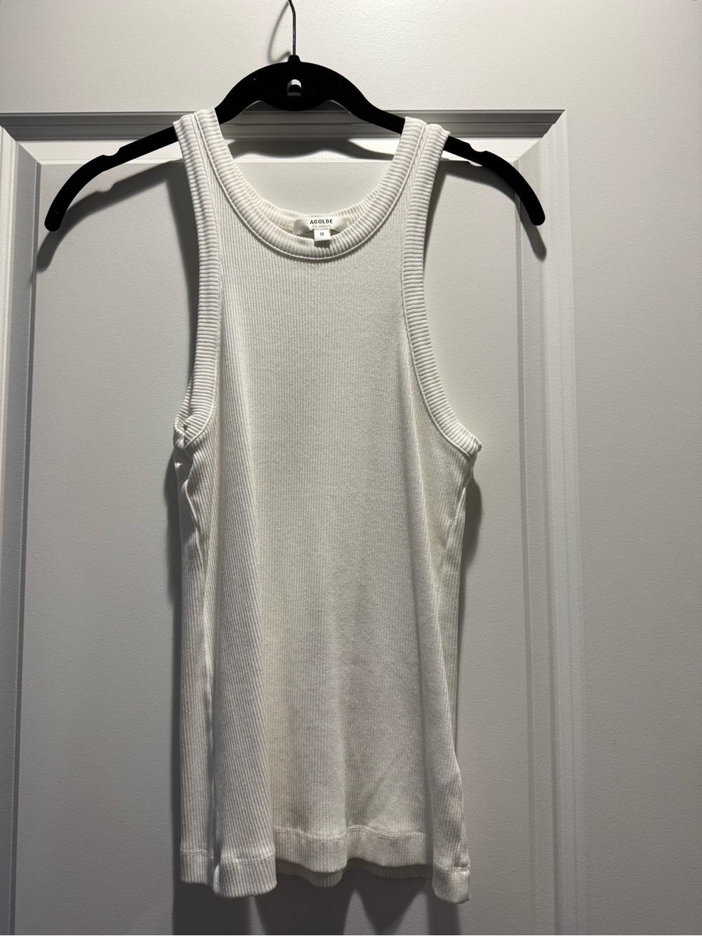 AGOLDE White Ribbed Racerback Tank